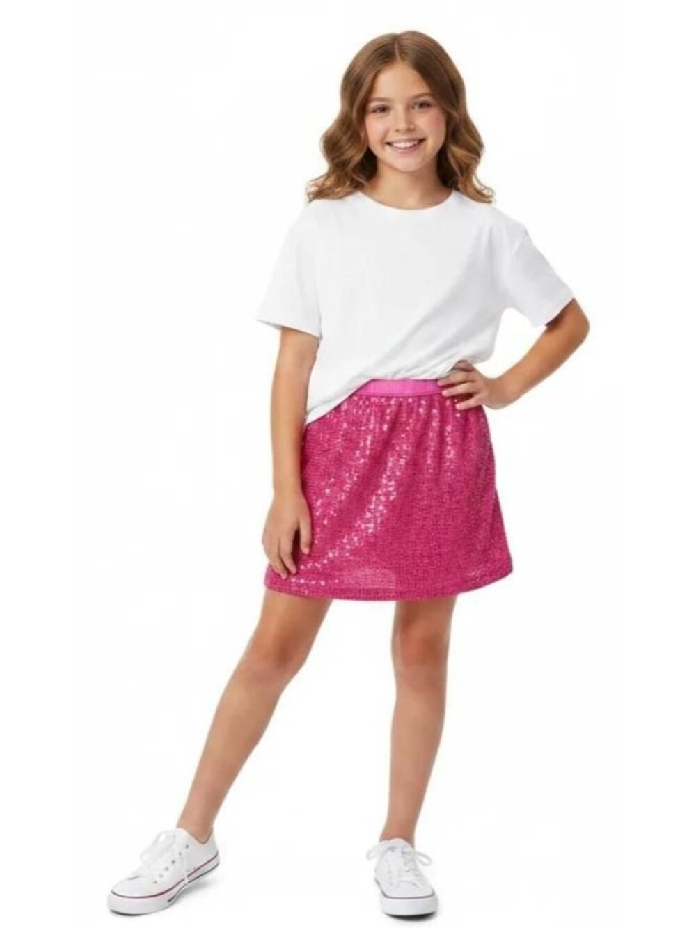 Cherokee Kids Girls Pink Sequin Sparkle Mini Skirt Pink Size L/G (10/12)
